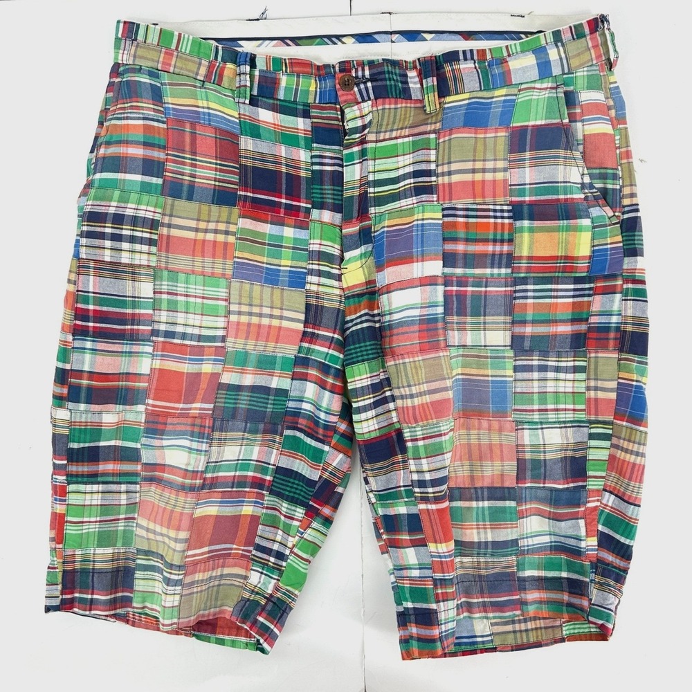 Vintage Polo Ralph Lauren Madras Patchwork Shorts Mens size 36